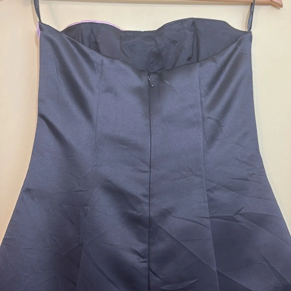Gunne Sax Vintage Colorblock Black Pink Blue Strapless Alice In Wonderland Dress
